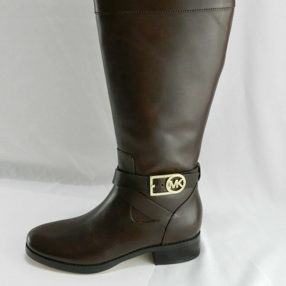 Michael Kors Brown low heel knee high Riding leather Boots size 5.5